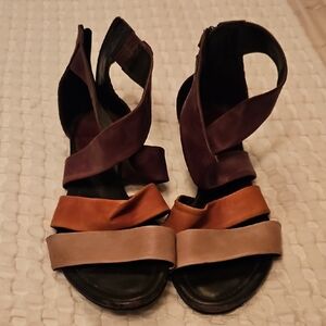 PIKOLINOS Brown, Orange, and Tan Women's Leather Sandals Size 10